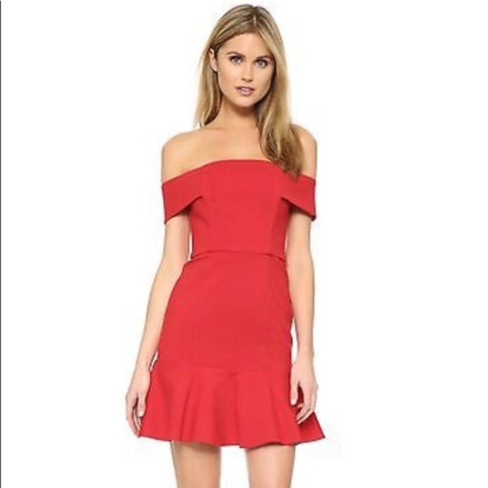 n/nicholas Ponti Off Shoulder Red Mini Dress - Picture 4 of 4